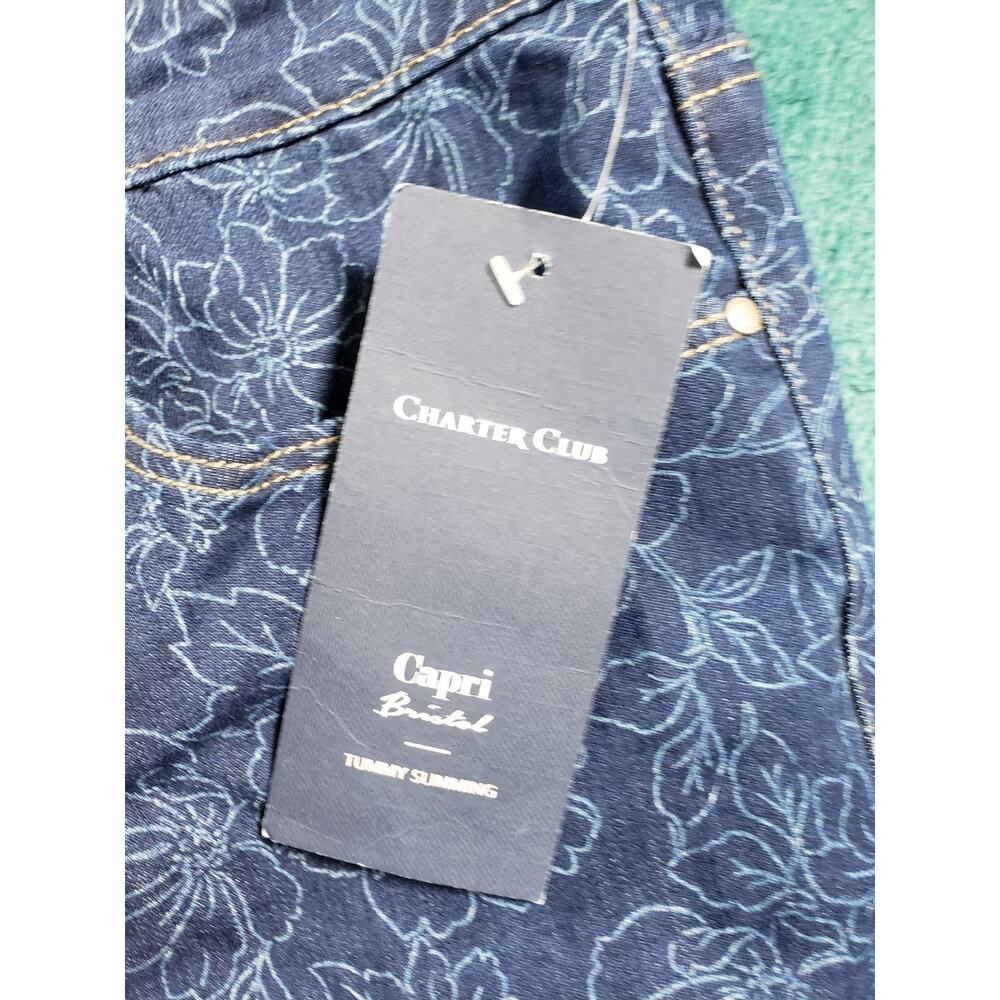 Charter Club Jeans Size 14 Womens Blue Mid Rise Pants Ladies Bristol Capri NWT - Picture 3 of 16